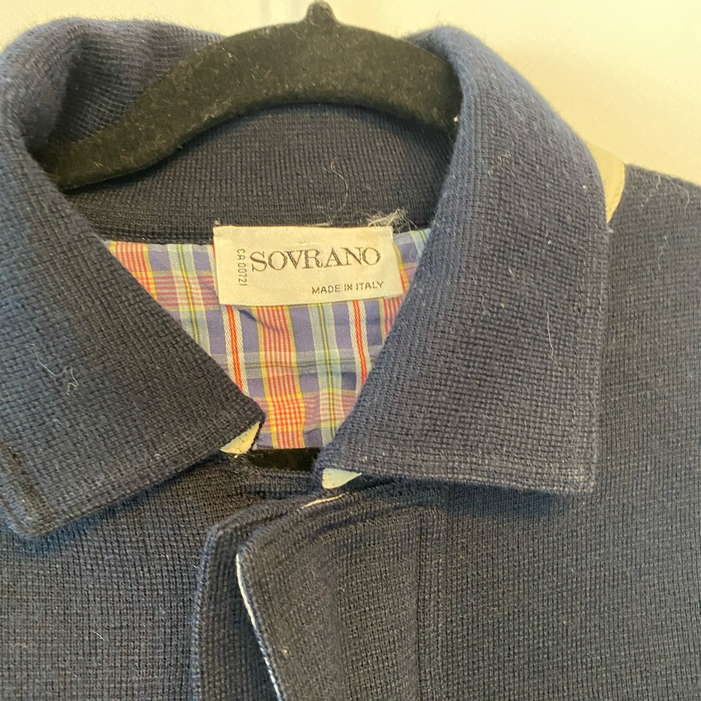 Mens Navy Wool Cardigan Button Front Medium Eclectic Grandpa Preppy Academia - Picture 5 of 16